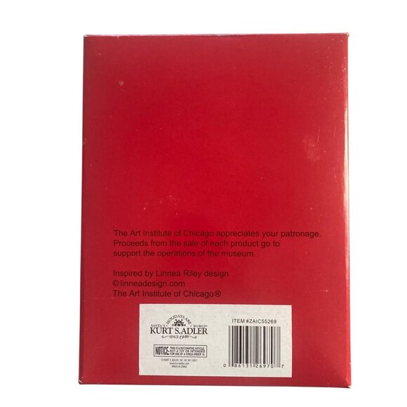 Vintage Kurt Adler Linnea Riley Glass Tabby Cat Ornament Art Institute Chicago - Picture 4 of 10